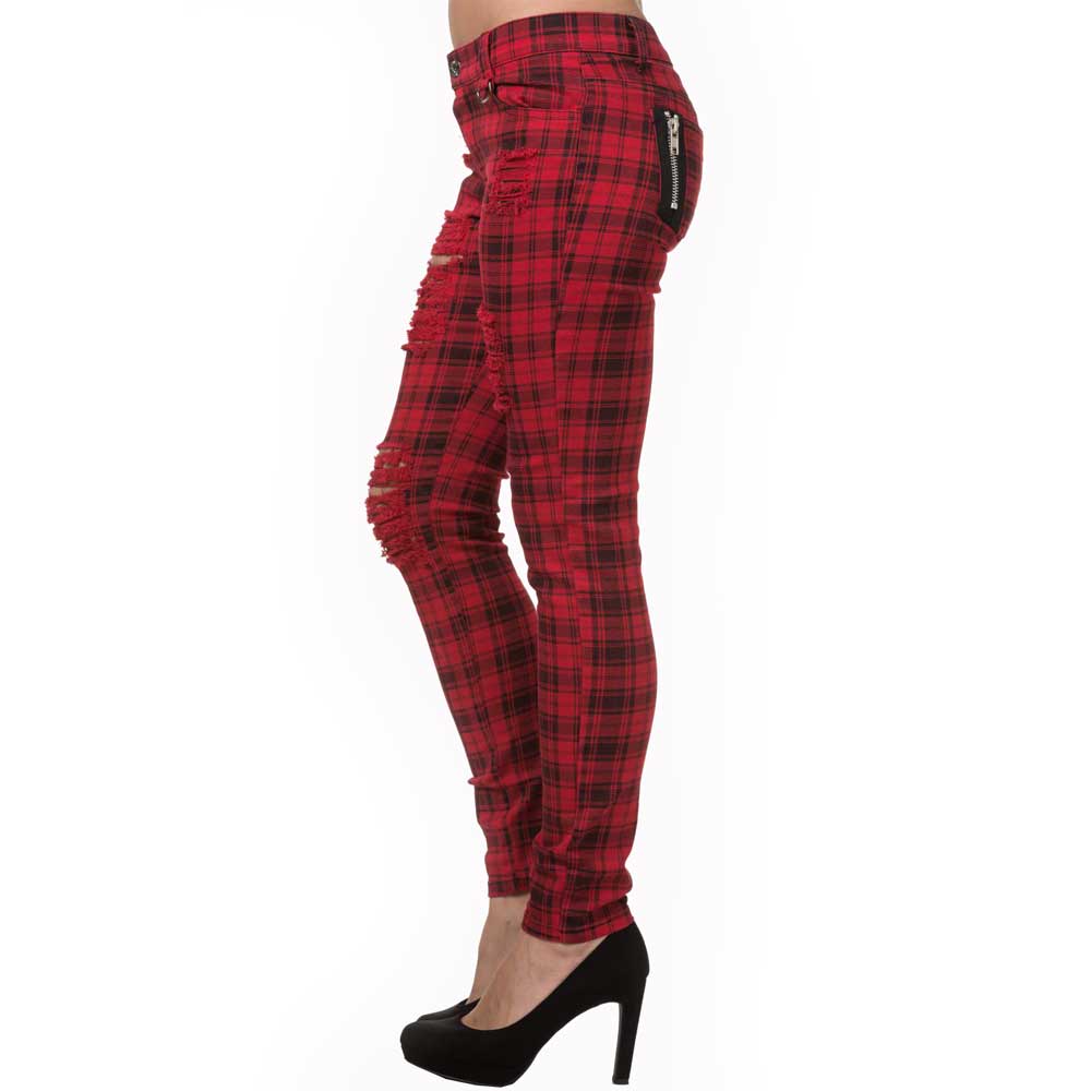 Banned - MOVE ON UP Trousers skinny fit - Red/Black